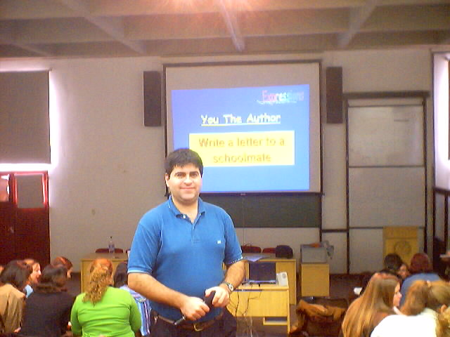 Mr Stapley giving a language talk in Argentina